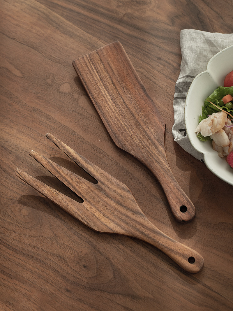 Home Cooking Services - Wooden Salad Server, Wood Salad Tong