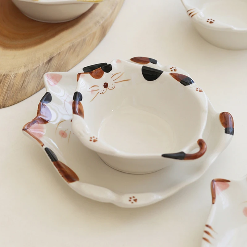 Cartoon Cat Ceramic Bowl Plate - Home Cooking For Cats 리뷰 및 가격
