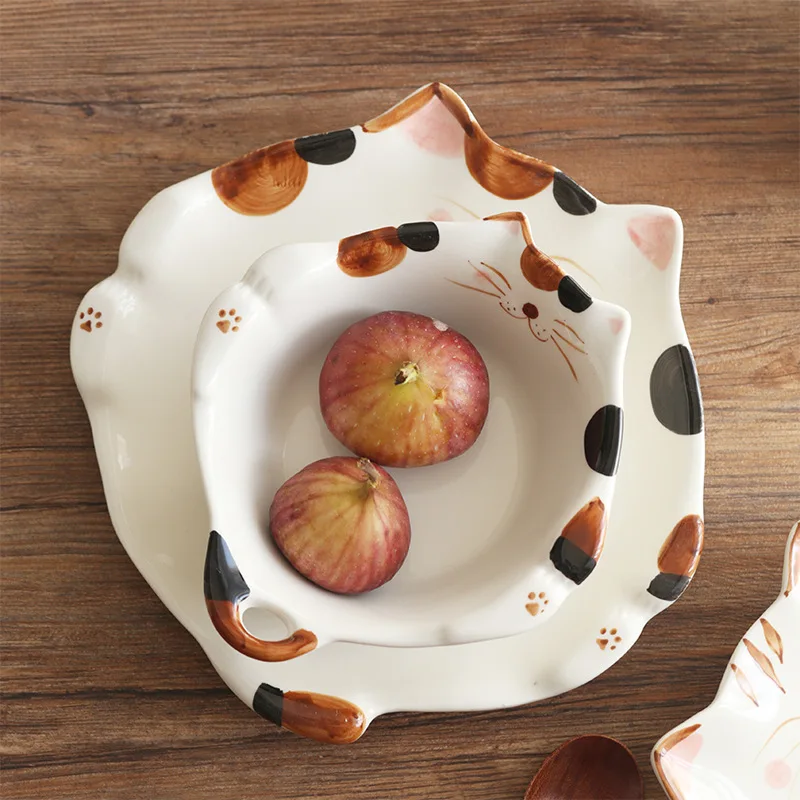 Cartoon Cat Ceramic Bowl Plate - Home Cooking For Cats 리뷰 및 가격