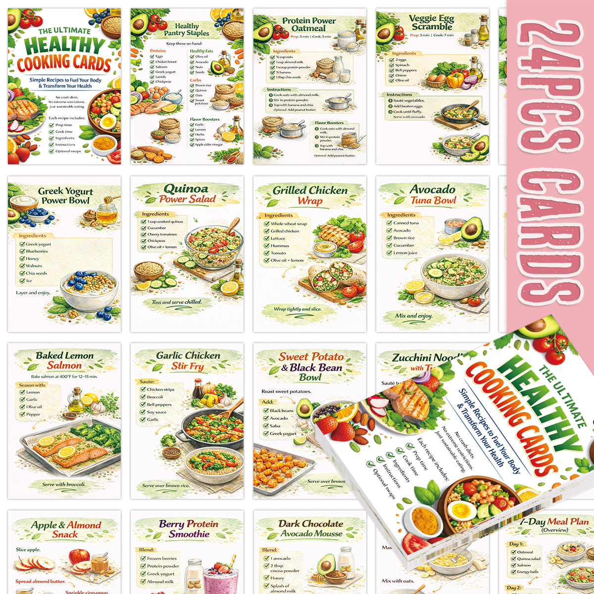 24pcs Cooking Recipe Cards Wit - Home Cooking Recipes 리뷰 및 가격