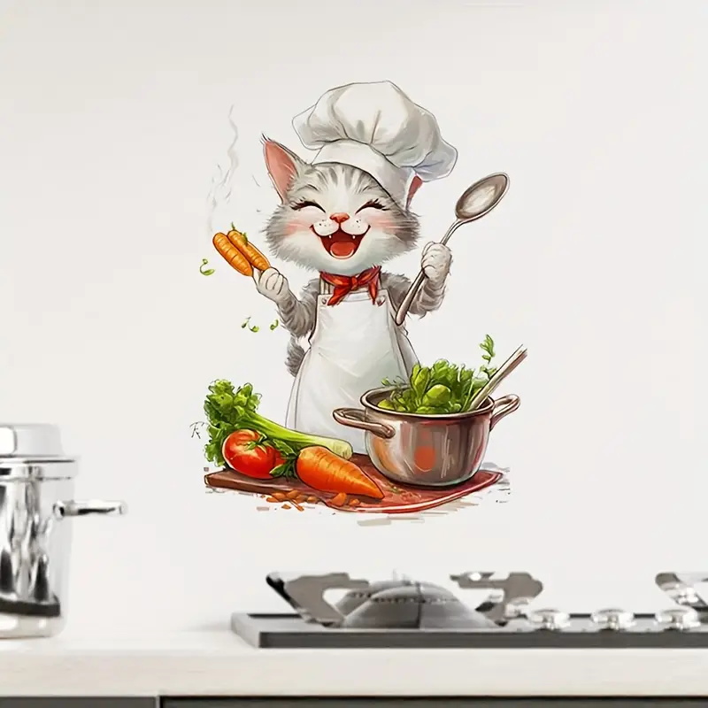 Cartoon Cat Cooking Stickers,  - Home Cooking For Cats 리뷰 및 가격