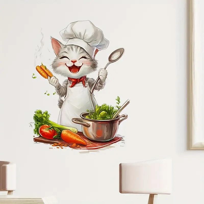 Cartoon Cat Cooking Stickers,  - Home Cooking For Cats 리뷰 및 가격