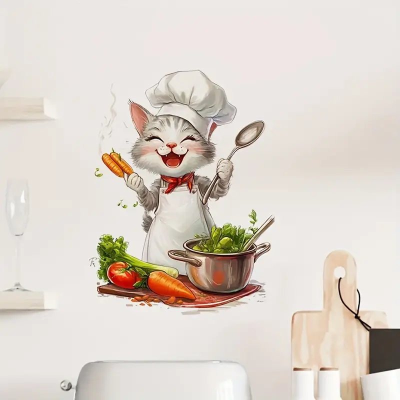 Cartoon Cat Cooking Stickers,  - Home Cooking For Cats 리뷰 및 가격