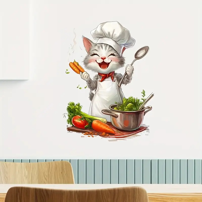 Cartoon Cat Cooking Stickers,  - Home Cooking For Cats 리뷰 및 가격