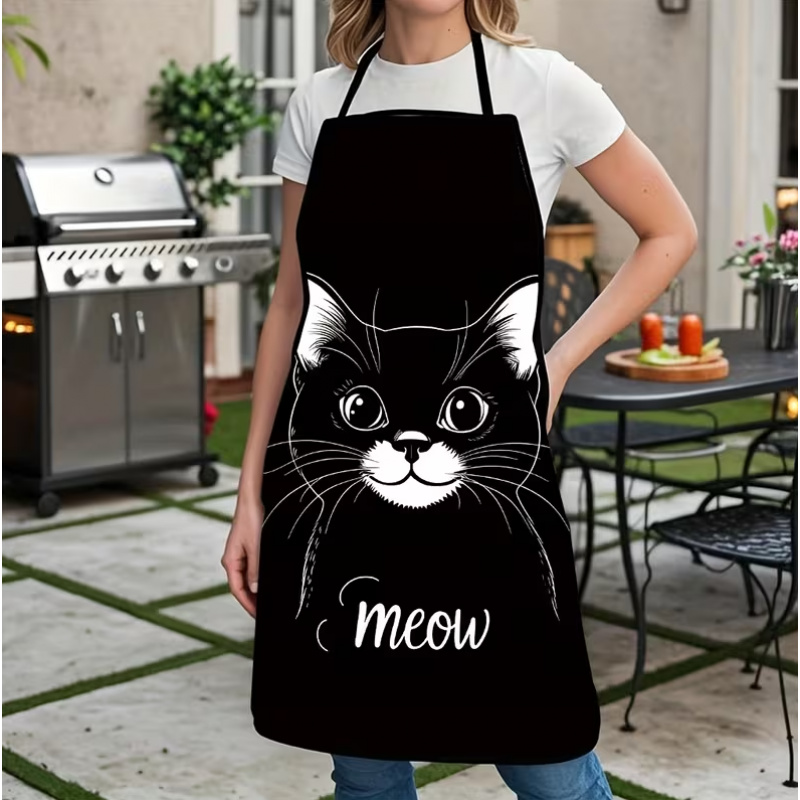 Cute Black Cat Print Apron, 1- - Home Cooking For Cats 리뷰 및 가격