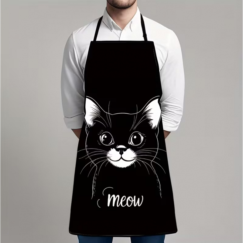 Cute Black Cat Print Apron, 1- - Home Cooking For Cats 리뷰 및 가격