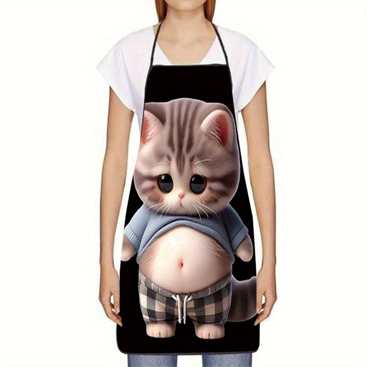 Cute Cartoon Cat Print Apron,  - Home Cooking For Cats 리뷰 및 가격