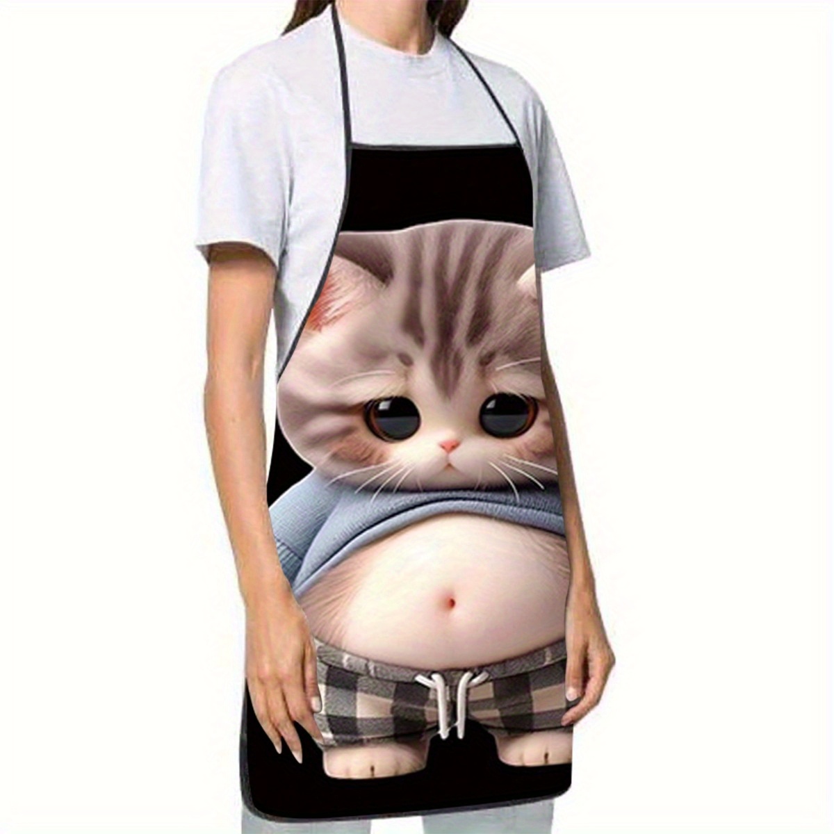 Cute Cartoon Cat Print Apron,  - Home Cooking For Cats 리뷰 및 가격