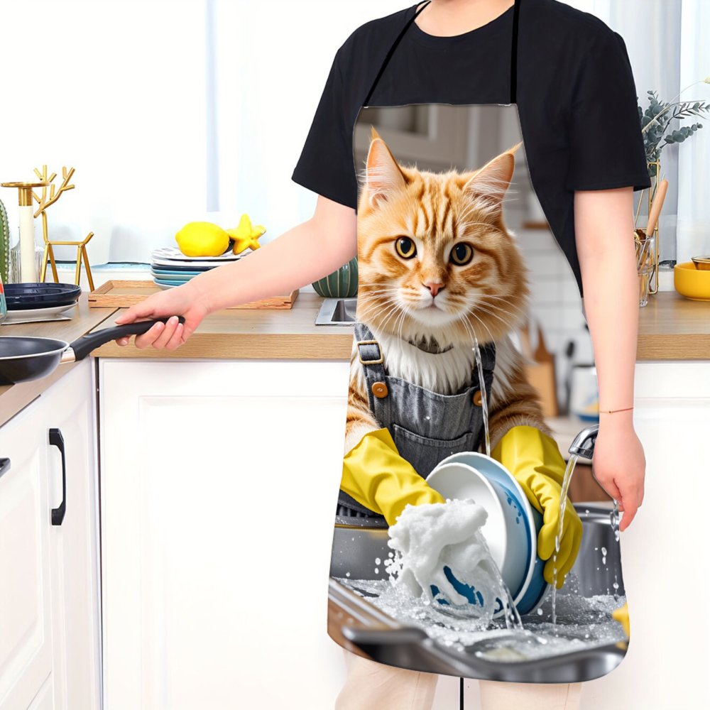 Cat Washing Dishes Apron Kitch - Home Cooking For Cats 리뷰 및 가격