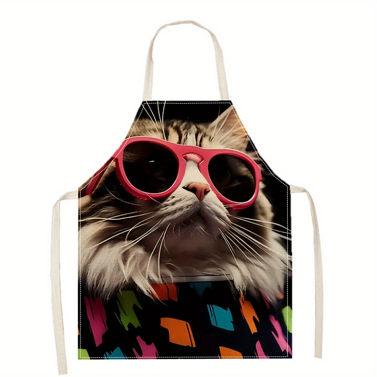 Linen Apron Funny Cat Sunglass - Home Cooking For Cats 리뷰 및 가격