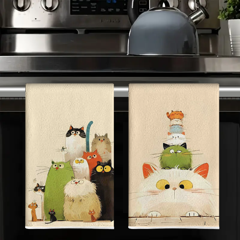 2Pcs, Cute Cat-Themed Kitchen  - Home Cooking For Cats 리뷰 및 가격