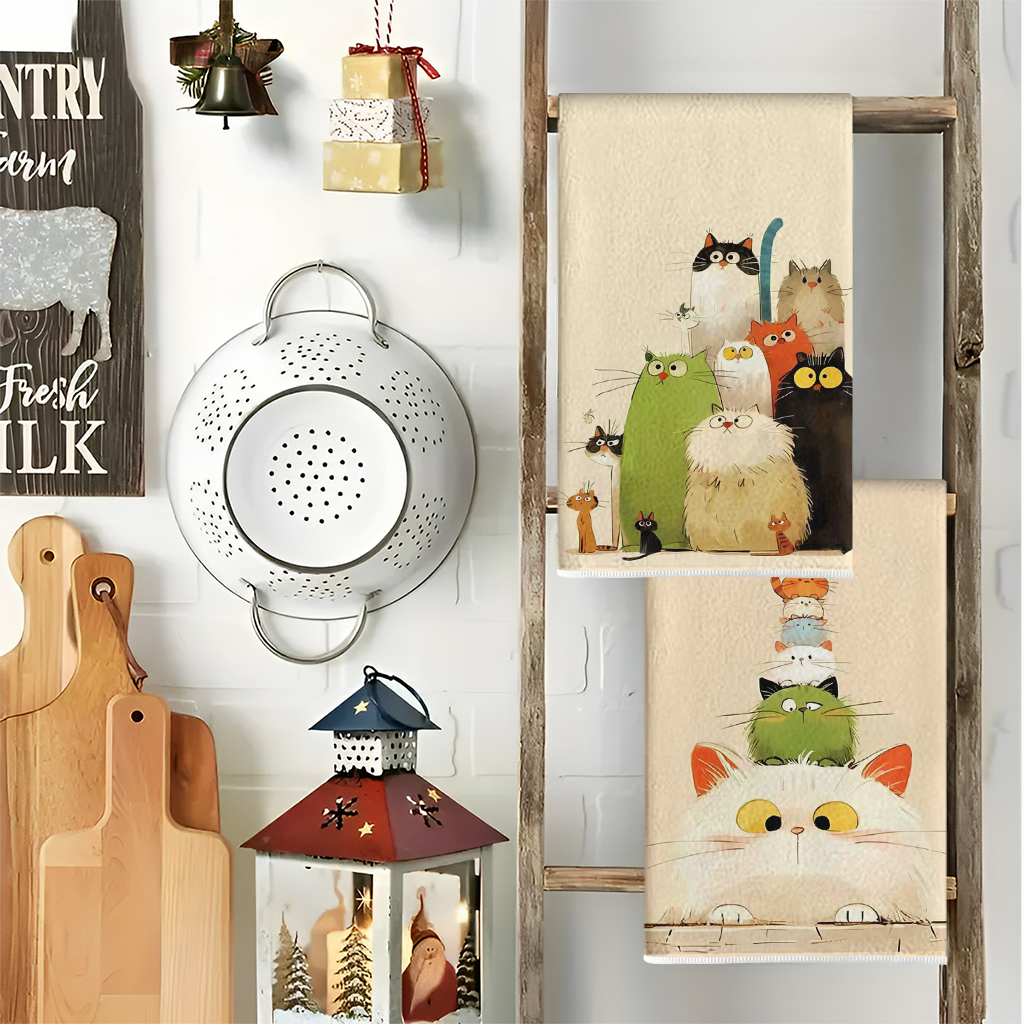 2Pcs, Cute Cat-Themed Kitchen  - Home Cooking For Cats 리뷰 및 가격